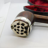 Victorian Boxed Wooden Sterling Silver Mounted Pipe Set 1890 London Antique
