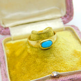 18ct Yellow Gold Cabochon Turquoise Set Band Ring 1921 Birmingham Antique