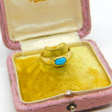 18ct Yellow Gold Cabochon Turquoise Set Band Ring 1921 Birmingham Antique