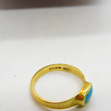 18ct Yellow Gold Cabochon Turquoise Set Band Ring 1921 Birmingham Antique