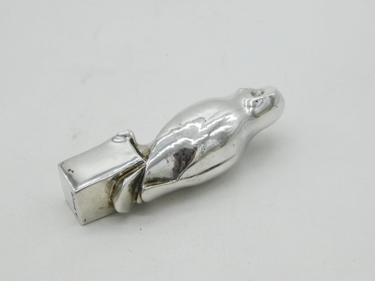 Cast Sterling Silver Heavy Perched Owl Paperweight Vintage 2003 London
