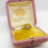 Victorian 18ct Yellow Gold, Sapphire & Diamond Boat Ring Antique c1890