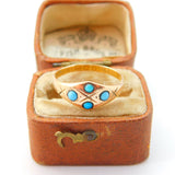 Victorian 15ct Gold & Blue Turquoise Set Band Ring 1881 Chester Antique