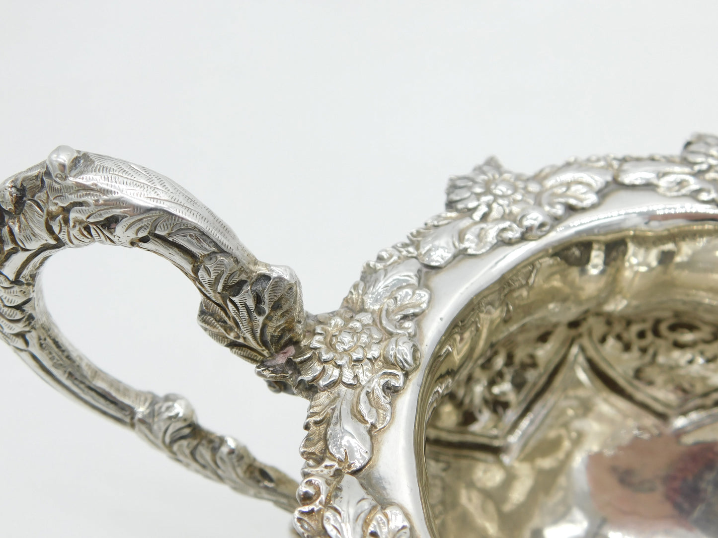 Irish George IV Sterling Silver Floral Spouted Cream Jug Antique 1828 Dublin