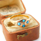 Victorian 15ct Gold & Blue Turquoise Set Band Ring 1881 Chester Antique