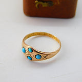 Victorian 15ct Gold & Blue Turquoise Set Band Ring 1881 Chester Antique