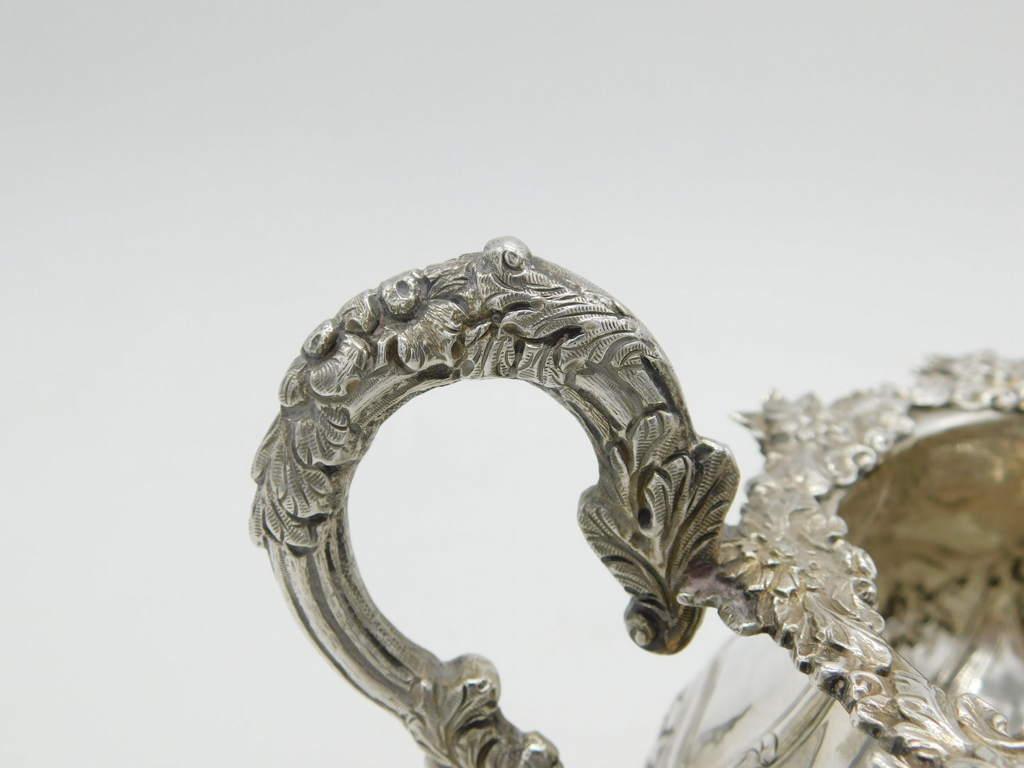 Irish George IV Sterling Silver Large Floral Sugar Bowl Antique 1828 Dublin