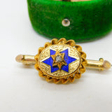 Victorian 15ct Gold, Blue Enamel & 0.1ct Old Cut Diamond Brooch Antique c1860
