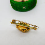 Victorian 15ct Gold, Blue Enamel & 0.1ct Old Cut Diamond Brooch Antique c1860