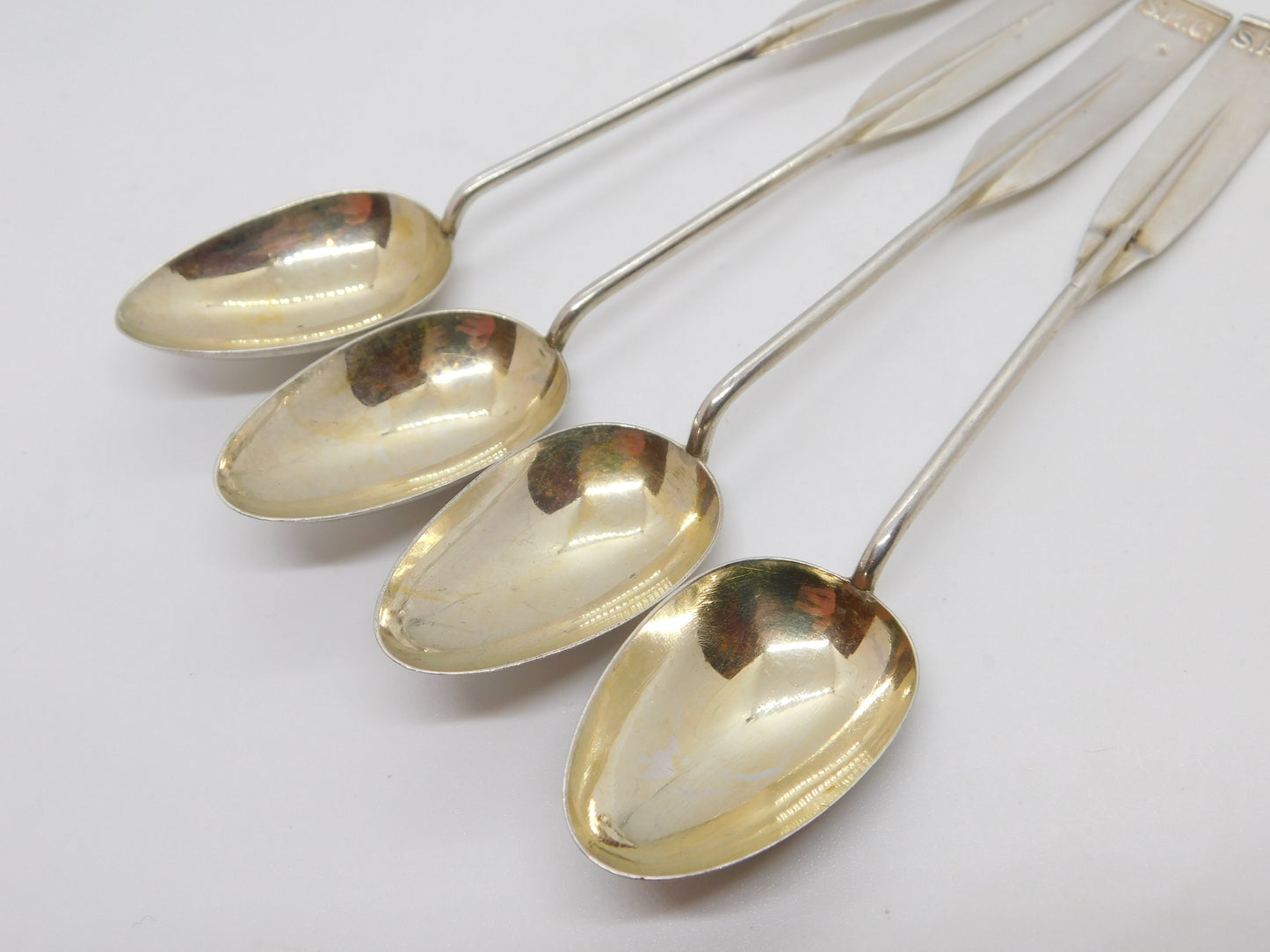 Chinese Sterling Silver Shanghai Rowing Club Oar Form Teaspoon Set Antique
