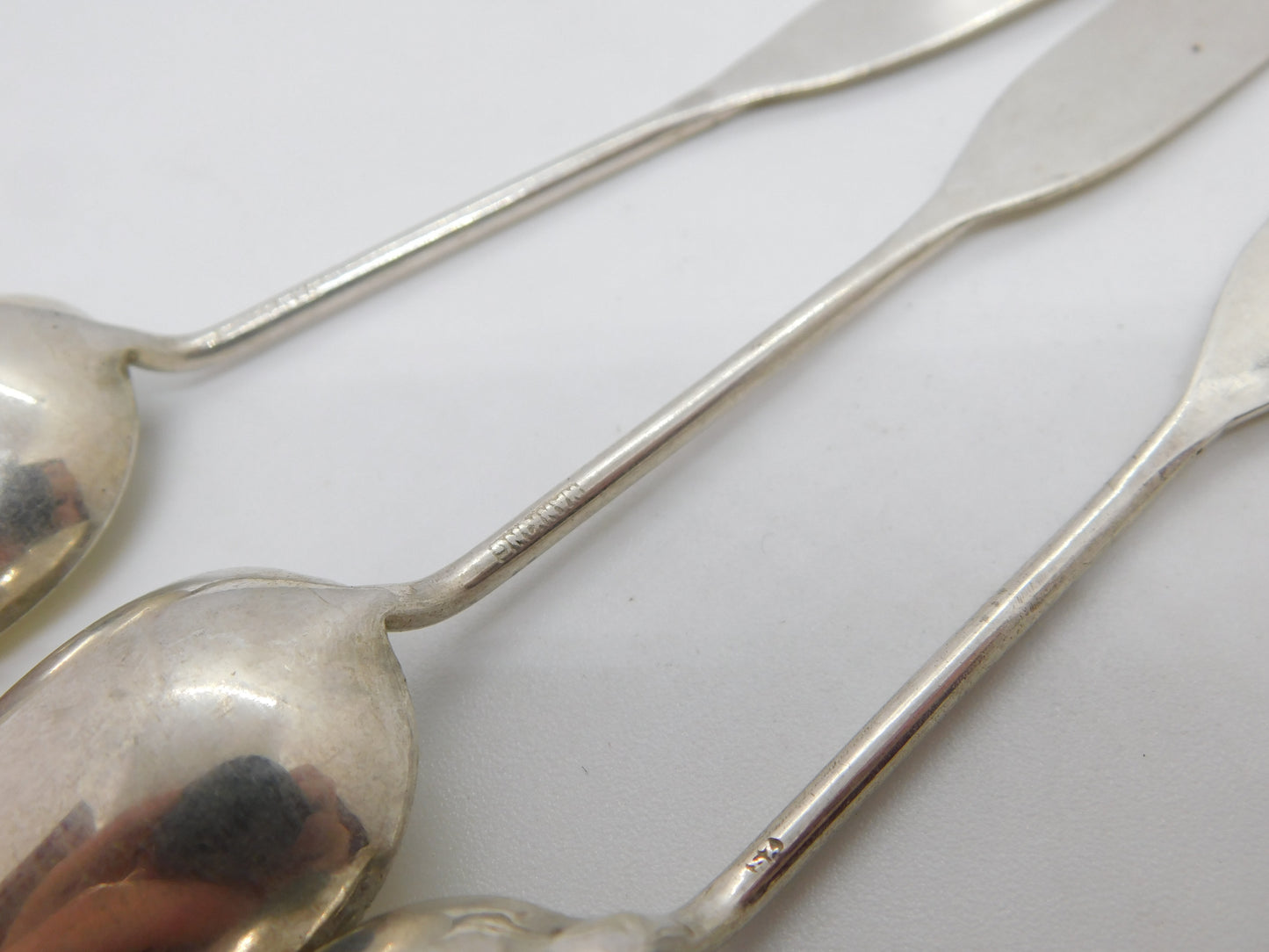 Chinese Sterling Silver Shanghai Rowing Club Oar Form Teaspoon Set Antique