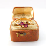 15ct Yellow Gold & Almandine Garnet Crossover Ring 1925 Birmingham Antique