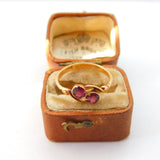 15ct Yellow Gold & Almandine Garnet Crossover Ring 1925 Birmingham Antique