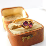 15ct Yellow Gold & Almandine Garnet Crossover Ring 1925 Birmingham Antique
