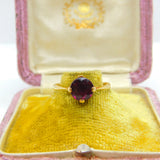 18ct Yellow Gold & Bohemian Garnet Set Band Ring Antique c1920 Art Deco