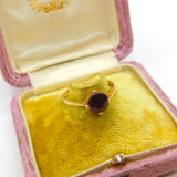 18ct Yellow Gold & Bohemian Garnet Set Band Ring Antique c1920 Art Deco