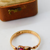 15ct Yellow Gold & Almandine Garnet Crossover Ring 1925 Birmingham Antique