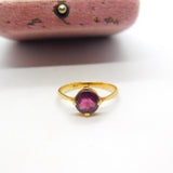 18ct Yellow Gold & Bohemian Garnet Set Band Ring Antique c1920 Art Deco