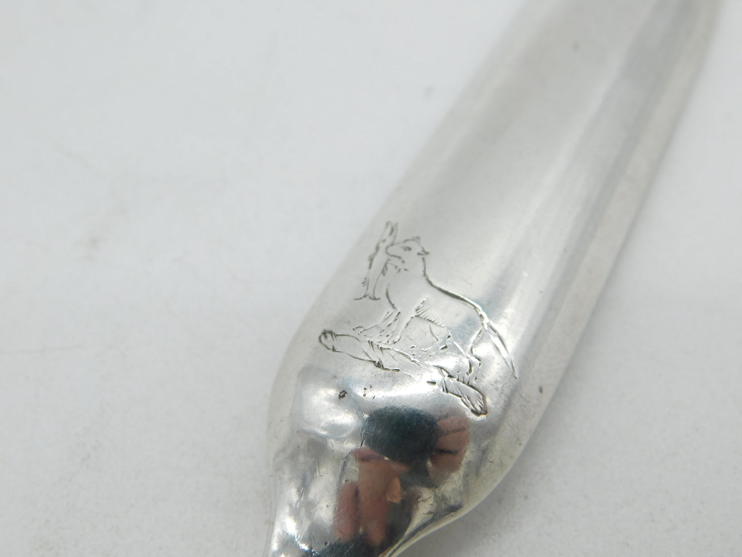 George II Sterling Silver Heraldic Crest Bone Marrow Scoop Antique 1737 London