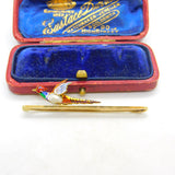 Victorian 15ct Gold, Enamel & Baroque Pearl Pheasant Brooch Pin Antique c1890