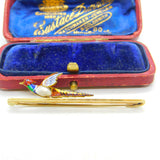 Victorian 15ct Gold, Enamel & Baroque Pearl Pheasant Brooch Pin Antique c1890