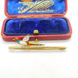 Victorian 15ct Gold, Enamel & Baroque Pearl Pheasant Brooch Pin Antique c1890