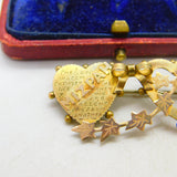 Victorian 9ct Yellow Gold Mizpah Sweetheart Brooch 1877 Birmingham Antique