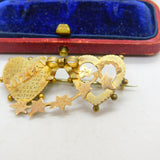 Victorian 9ct Yellow Gold Mizpah Sweetheart Brooch 1877 Birmingham Antique