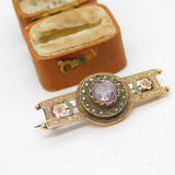 Victorian 9ct Gold, Seed Pearl, Amethyst Sweetheart Brooch 1890 Antique Birmingham