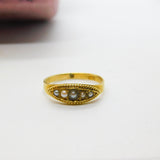 Victorian 18ct Yellow Gold Graduating Seed Pearl Boat Ring Antique c1860