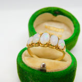 Victorian 18ct Yellow Gold Five Stone Cabochon Opal Ring Antique c1890