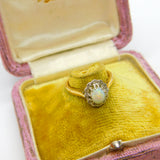 Victorian 18ct Yellow Gold, Cabochon Opal & Diamond Floral Cluster Ring c1890