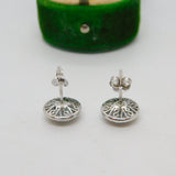 18ct White Gold, Diamond & 2ct Aquamarine Stud Earrings Vintage c1990