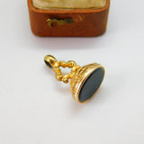 Victorian 9ct Yellow Gold Cased Bloodstone Set Fob Seal Pendant c1880 Antique