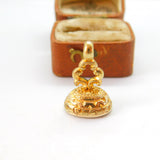 Victorian 9ct Yellow Gold Cased Bloodstone Set Fob Seal Pendant c1880 Antique