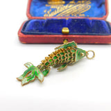 Sterling Silver Gilt & Colourful Enamel Flapping Fish Large Pendant Mid-Century