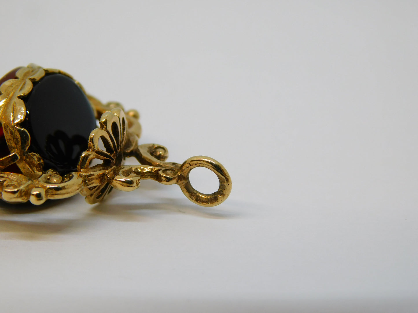 9ct Yellow Gold, Carnelian, Bloodstone & Agate Spinner Fob Vintage c1970