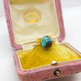Victorian 9ct Rose Gold & Cabochon Natural Turquoise Signet Ring c1900 Antique
