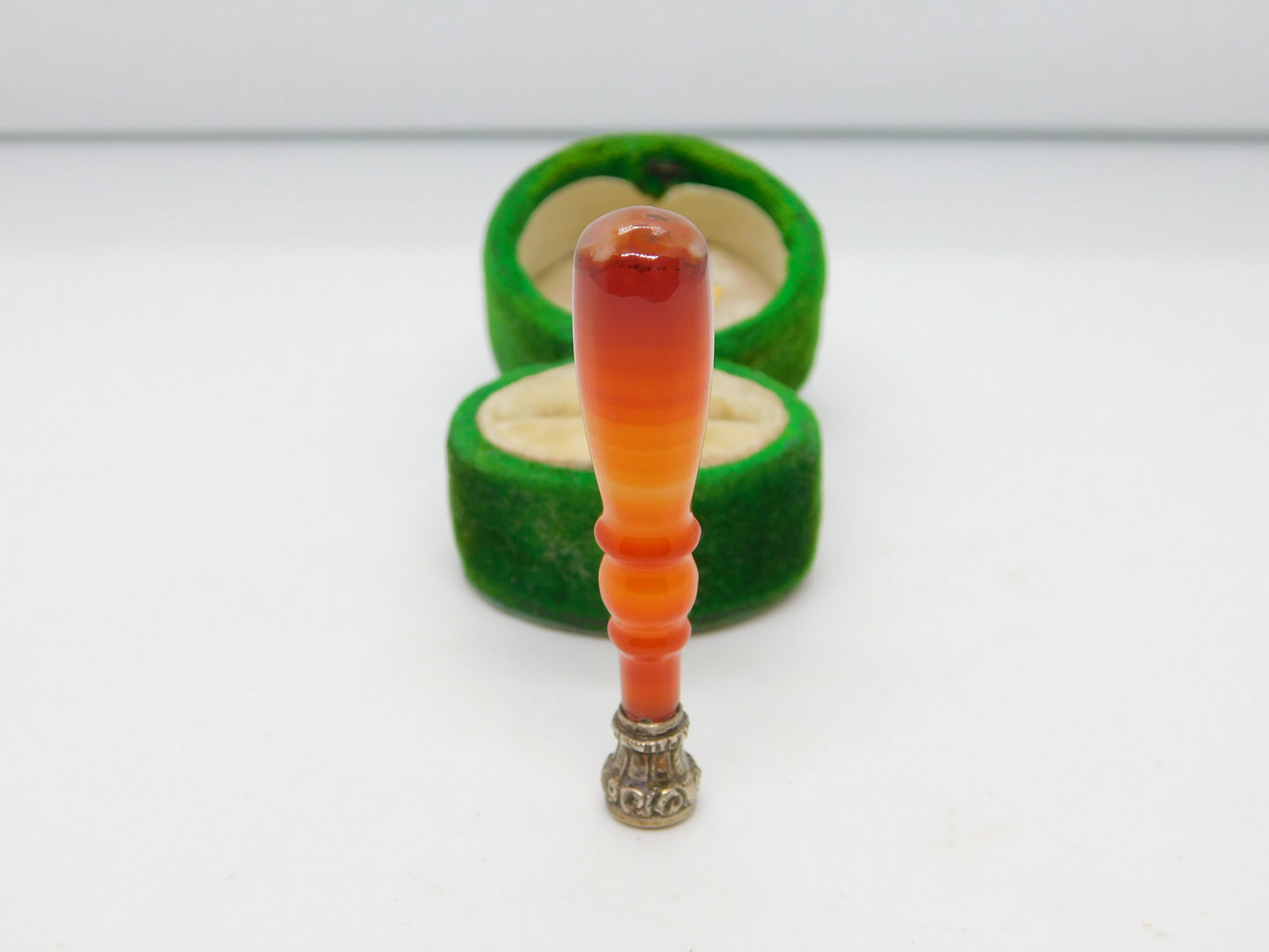 Victorian Sterling Silver Red Agate & Bloodstone Set Desk Seal Antique c1860