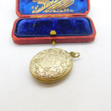 Victorian 9ct Yellow Gold Back & Front Floral Pattern Double Locket c1880