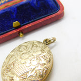 Victorian 9ct Yellow Gold Back & Front Floral Pattern Double Locket c1880