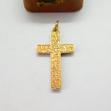 Victorian 15ct Yellow Gold Aesthetic Movement Ivy Leaf Cross Pendant c1890