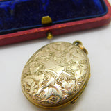 Victorian 9ct Yellow Gold Back & Front Floral Pattern Double Locket c1880