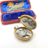 Victorian 9ct Yellow Gold Back & Front Floral Pattern Double Locket c1880