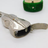 Silver Plated Novelty Violin Musical Vesta Case Antique c1920 Art Deco
