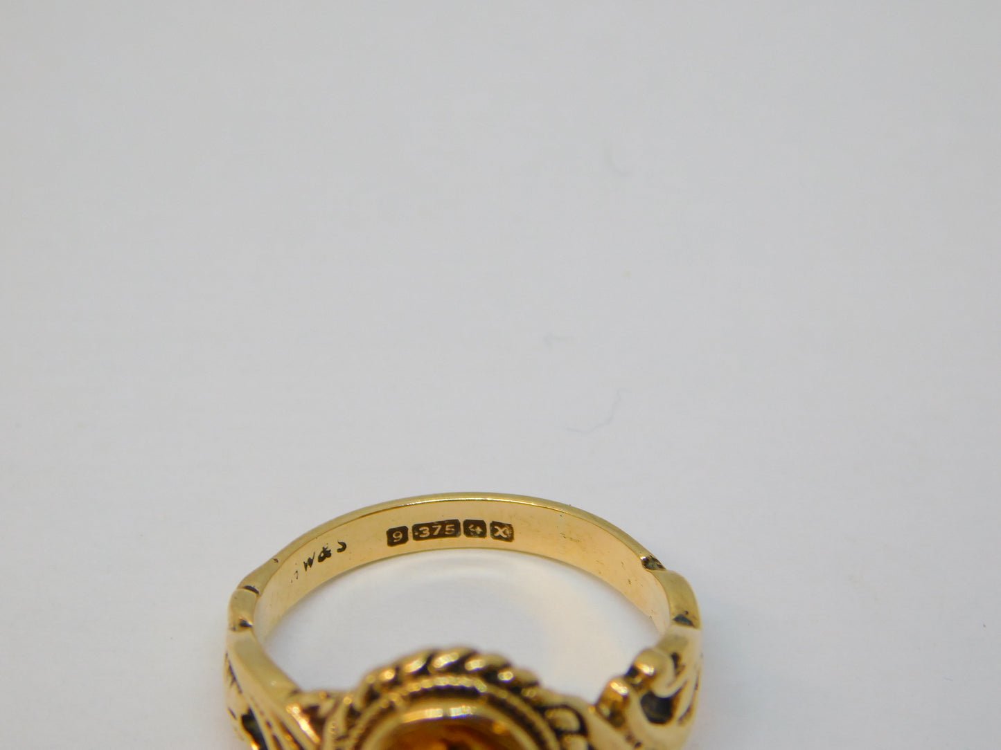 9ct Yellow Gold Floral Pattern Citrine Set Dress Ring Vintage 1972 Birmingham