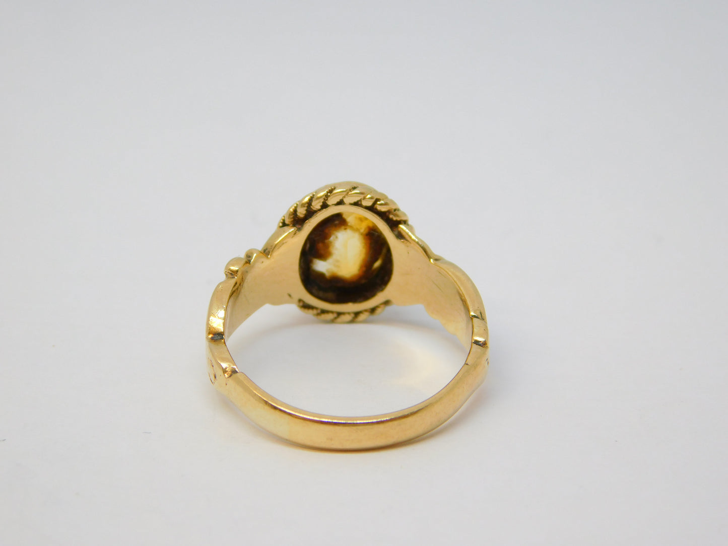 9ct Yellow Gold Floral Pattern Citrine Set Dress Ring Vintage 1972 Birmingham