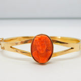 George IV 15ct Gold & Carved Red Coral Cameo Bangle Bracelet Antique c1830