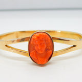 George IV 15ct Gold & Carved Red Coral Cameo Bangle Bracelet Antique c1830