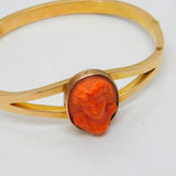 George IV 15ct Gold & Carved Red Coral Cameo Bangle Bracelet Antique c1830